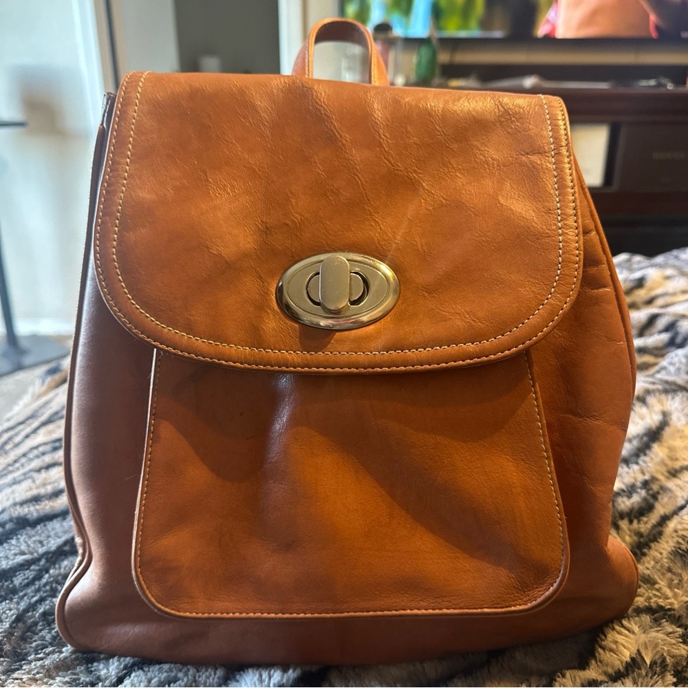 Franklin Covey Tan Leather Backpack